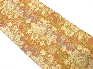 アンティーク　花更紗模様織り出し名古屋帯（着用可）